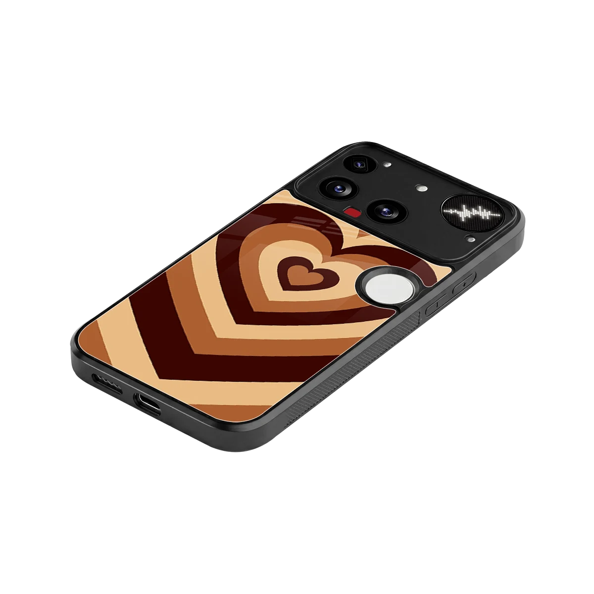Y2K Brown Hearts stylish phone case for nothing phone 3 | glossy glass and slim fit