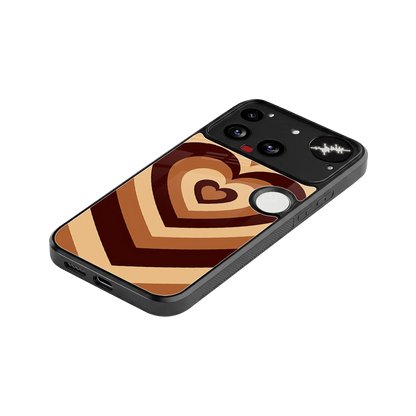 Y2K Brown Hearts stylish phone case for nothing phone 3 | glossy glass and slim fit