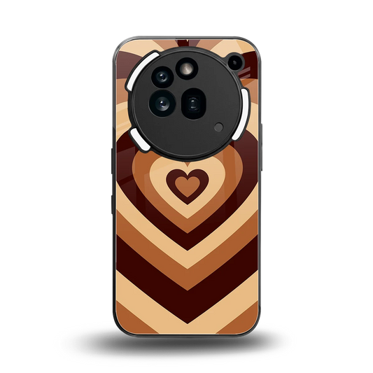 Y2K Brown Hearts back phone cover | glass case for nothing phone 3a pro