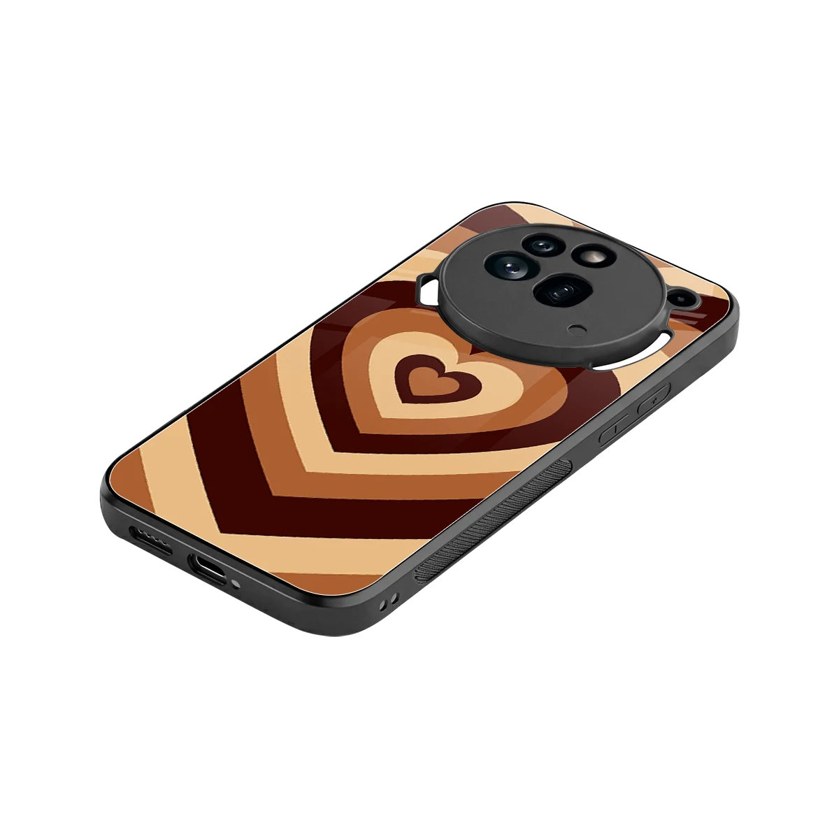 Y2K Brown Hearts stylish phone case for nothing phone 3a pro | glossy glass and slim fit