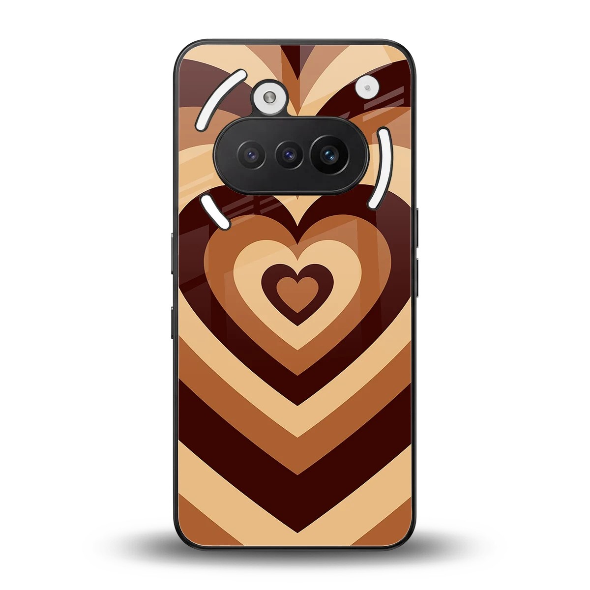Y2K Brown Hearts back phone cover | glass case for nothing phone 3a