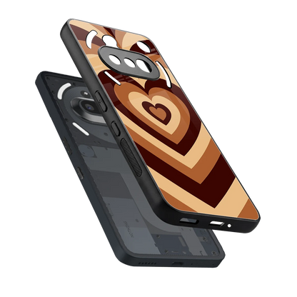 Y2K Brown Hearts sleek nothing phone 3a cover with tempered glass back and TPU edges