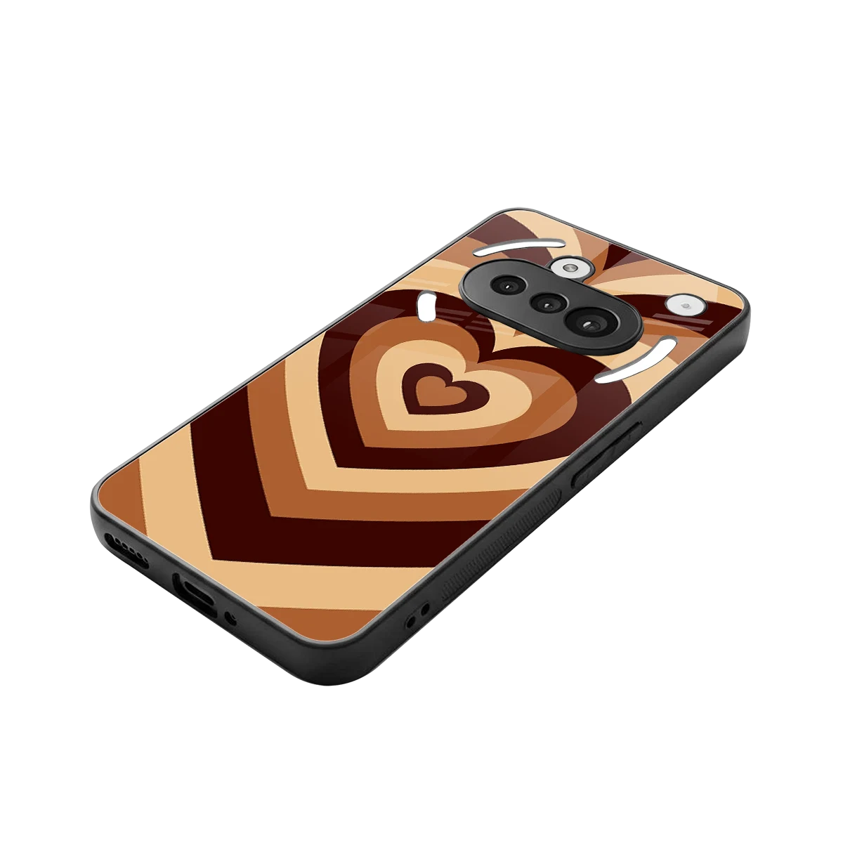 Y2K Brown Hearts stylish phone case for nothing phone 3a | glossy glass and slim fit