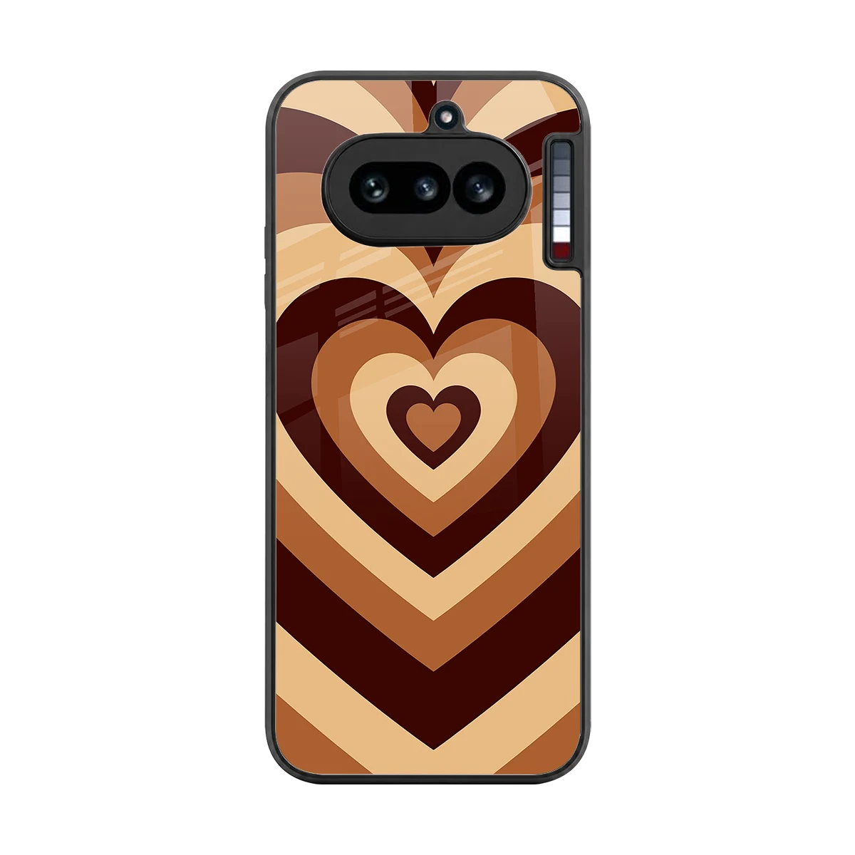 Y2K Brown Hearts back phone cover | glass case for nothing phone 4a
