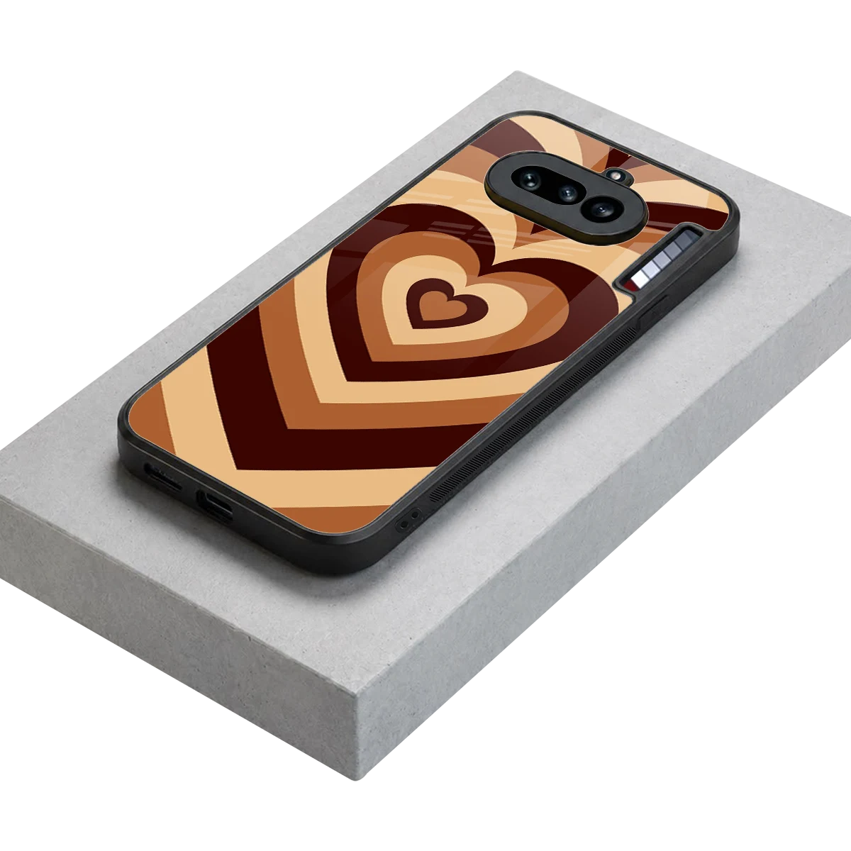 Y2K Brown Hearts stylish phone case for nothing phone 4a | glossy glass and slim fit