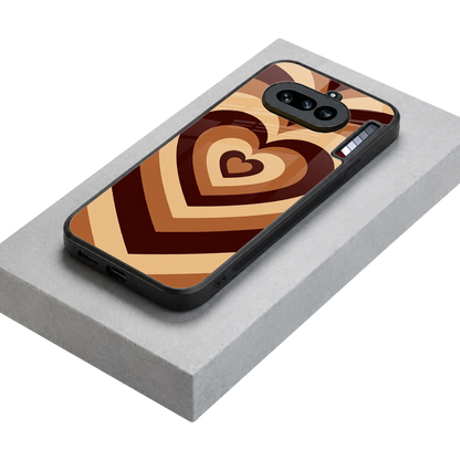 Y2K Brown Hearts stylish phone case for nothing phone 4a | glossy glass and slim fit