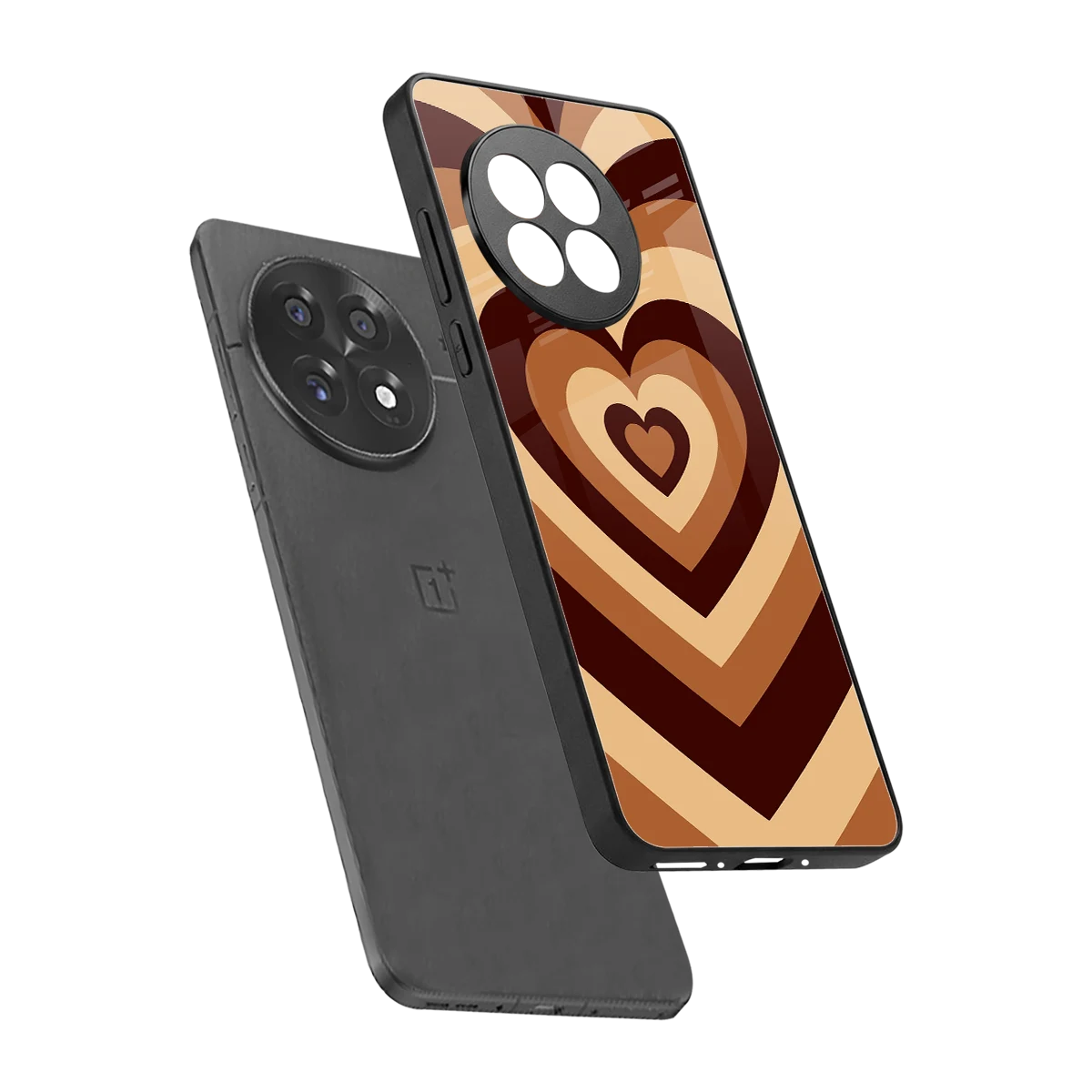 Y2K Brown Hearts sleek oneplus 13r cover with tempered glass back and TPU edges