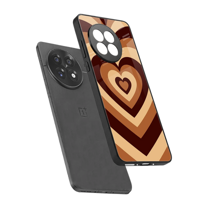 Y2K Brown Hearts sleek oneplus 13r cover with tempered glass back and TPU edges