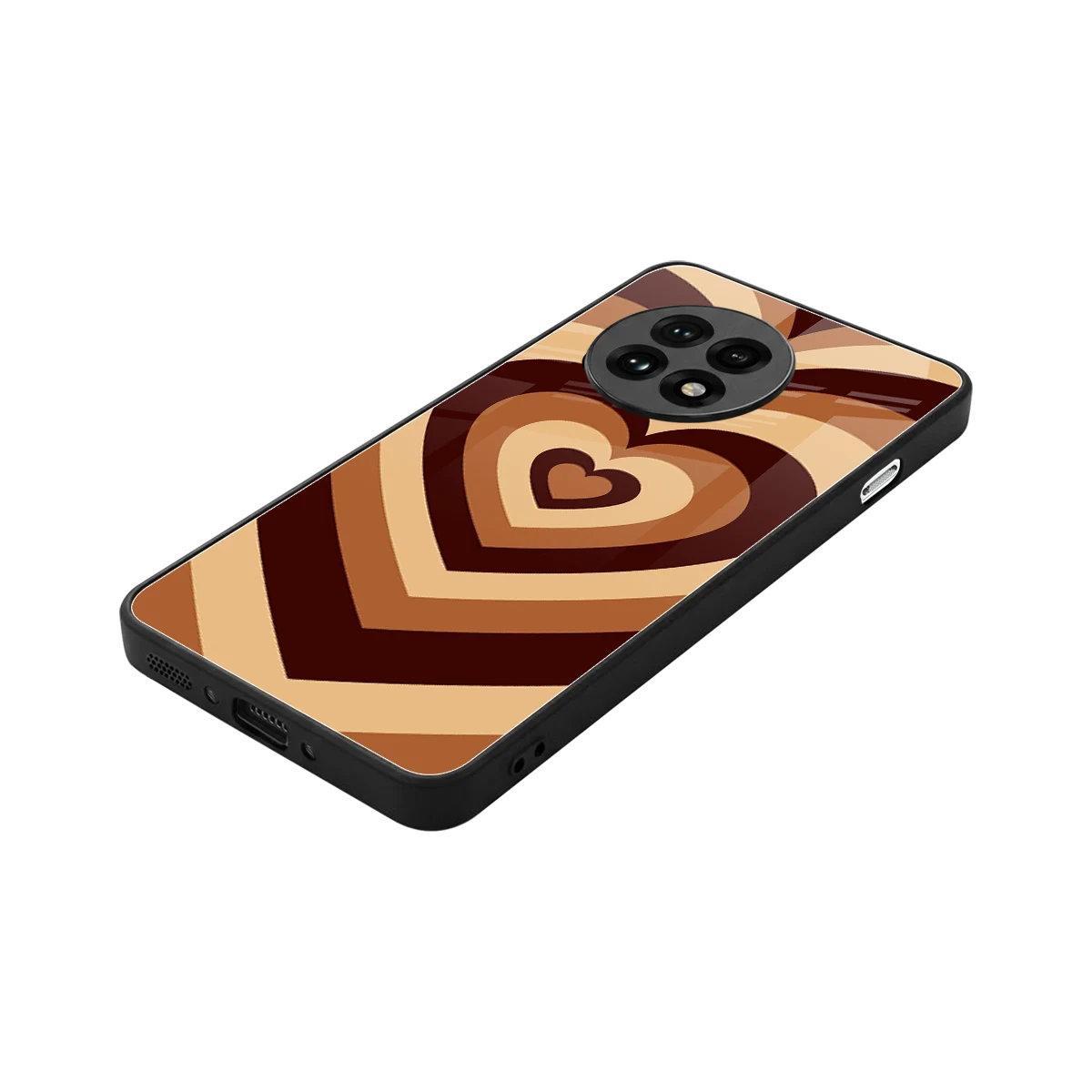 Y2K Brown Hearts stylish phone case for oneplus 13r | glossy glass and slim fit