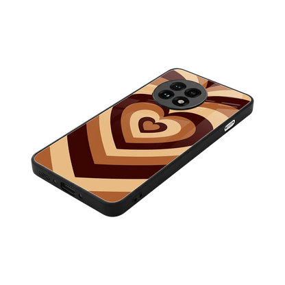 Y2K Brown Hearts stylish phone case for oneplus 13r | glossy glass and slim fit