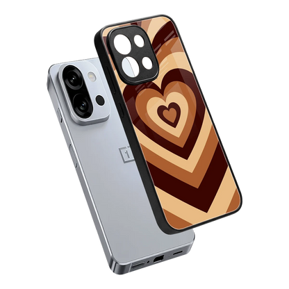 Y2K Brown Hearts sleek oneplus 13s cover with tempered glass back and TPU edges