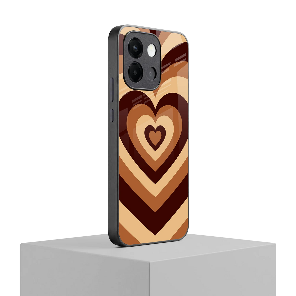 Y2K Brown Hearts oneplus 13s mobile cover | shockproof glass phone case
