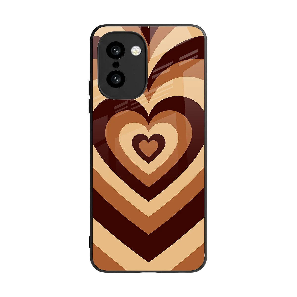 Y2K Brown Hearts back phone cover | glass case for oneplus 15r