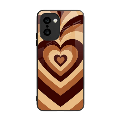 Y2K Brown Hearts back phone cover | glass case for oneplus 15r
