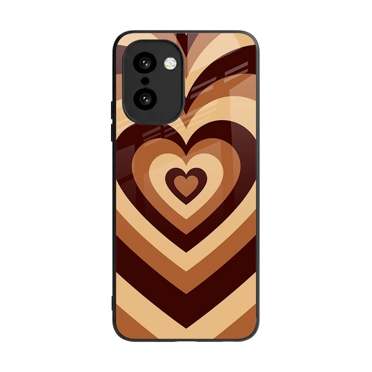 Y2K Brown Hearts back phone cover | glass case for oneplus 15r