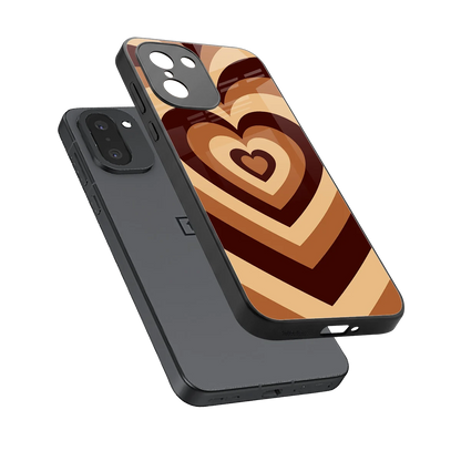 Y2K Brown Hearts sleek oneplus 15r cover with tempered glass back and TPU edges