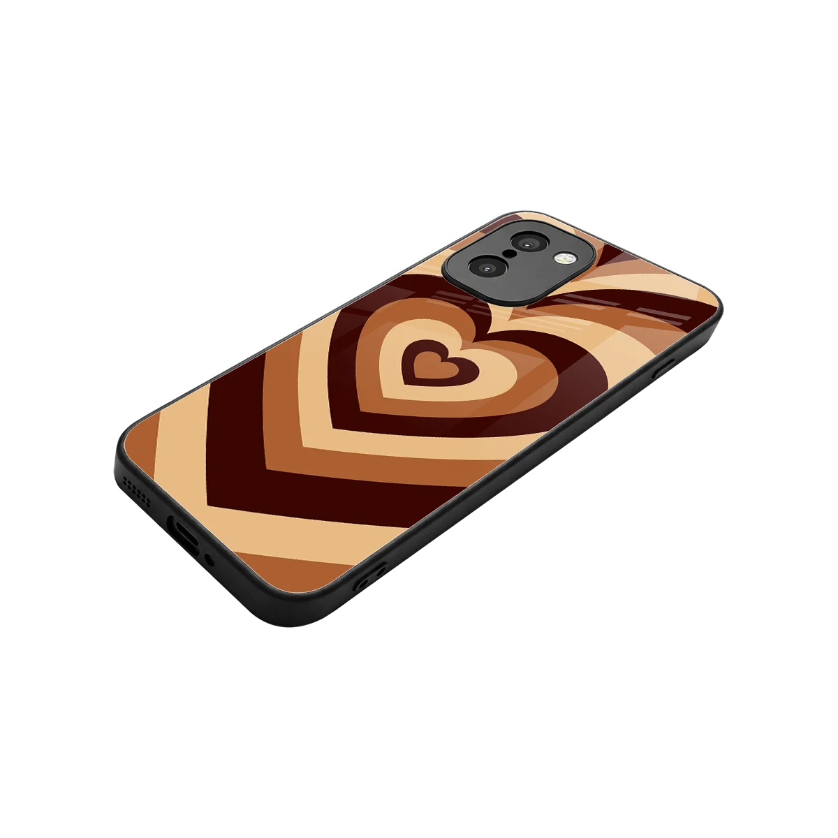 Y2K Brown Hearts stylish phone case for oneplus 15r | glossy glass and slim fit