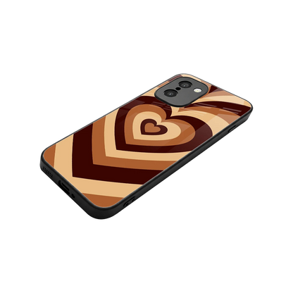 Y2K Brown Hearts stylish phone case for oneplus 15r | glossy glass and slim fit