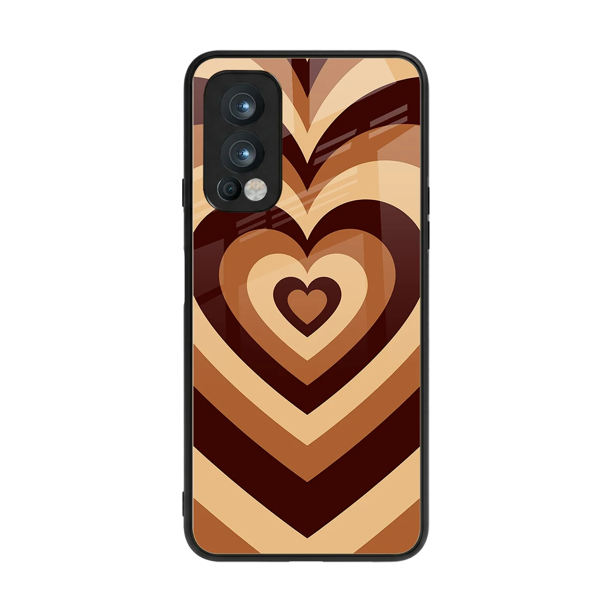 Y2K Brown Hearts back phone cover | glass case for oneplus nord 2