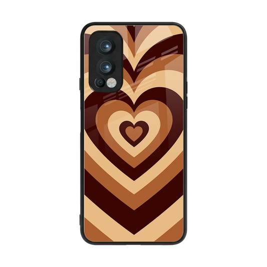 Y2K Brown Hearts back phone cover | glass case for oneplus nord 2