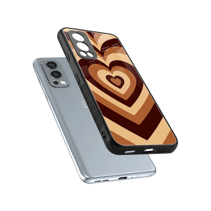 Y2K Brown Hearts sleek oneplus nord 2 cover with tempered glass back and TPU edges