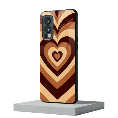 Y2K Brown Hearts oneplus nord 2 mobile cover | shockproof glass phone case