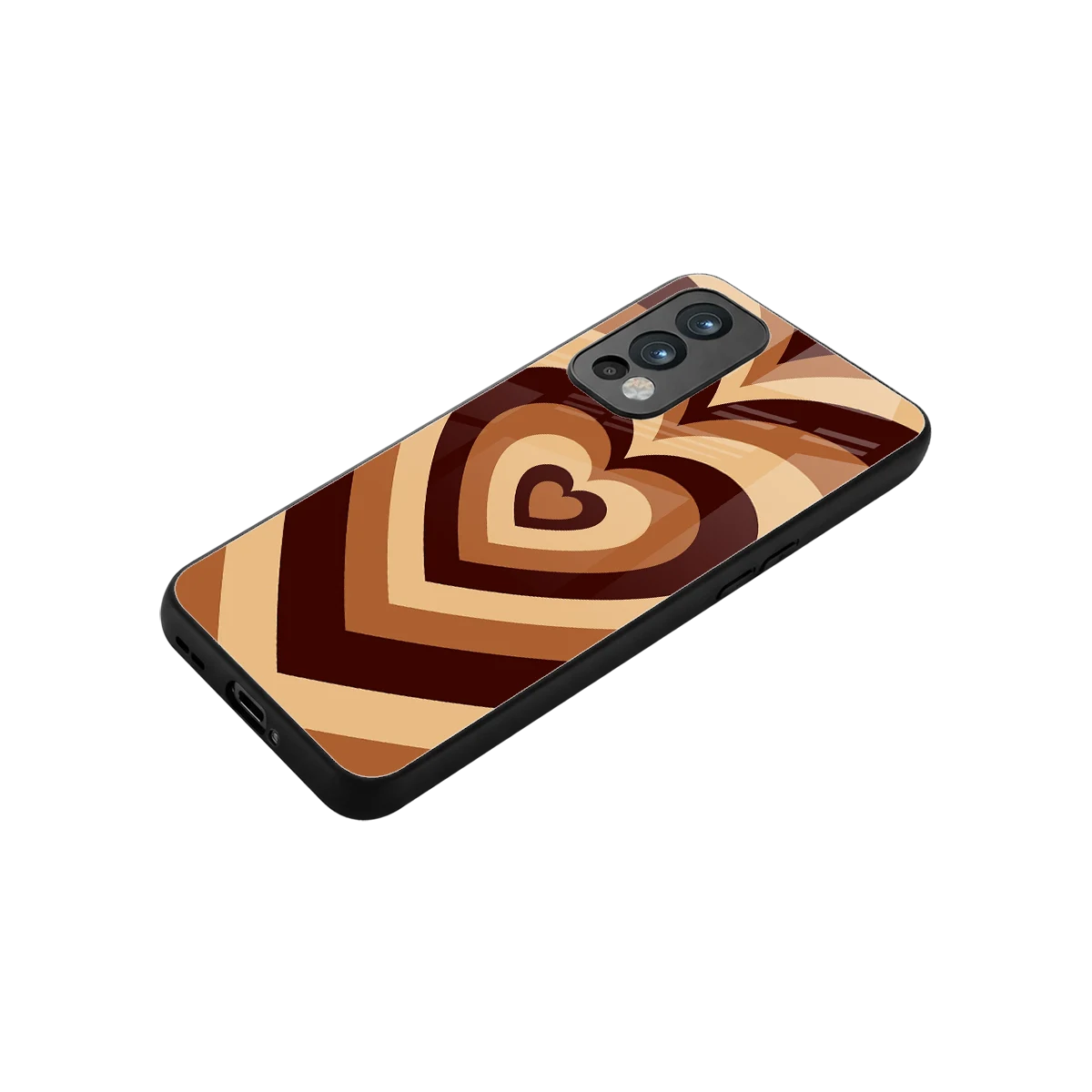 Y2K Brown Hearts stylish phone case for oneplus nord 2 | glossy glass and slim fit