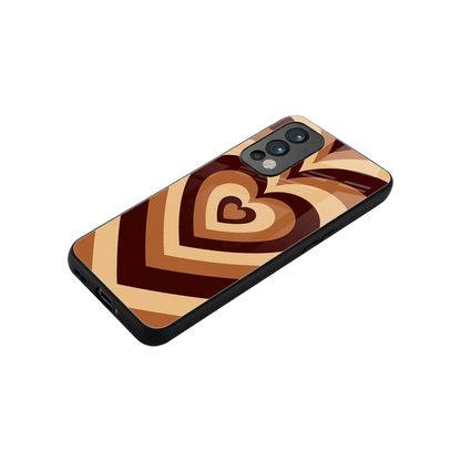 Y2K Brown Hearts stylish phone case for oneplus nord 2 | glossy glass and slim fit