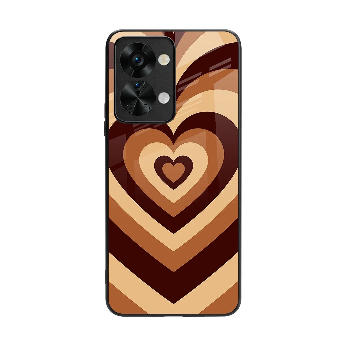 Y2K Brown Hearts back phone cover | glass case for oneplus nord 2t
