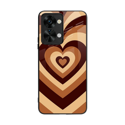 Y2K Brown Hearts back phone cover | glass case for oneplus nord 2t