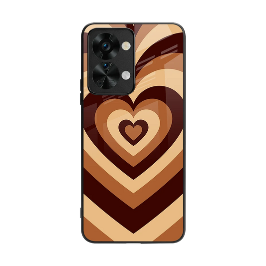 Y2K Brown Hearts back phone cover | glass case for oneplus nord 2t