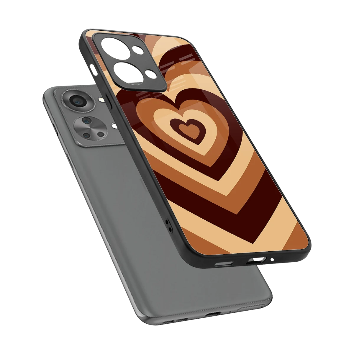 Y2K Brown Hearts sleek oneplus nord 2t cover with tempered glass back and TPU edges