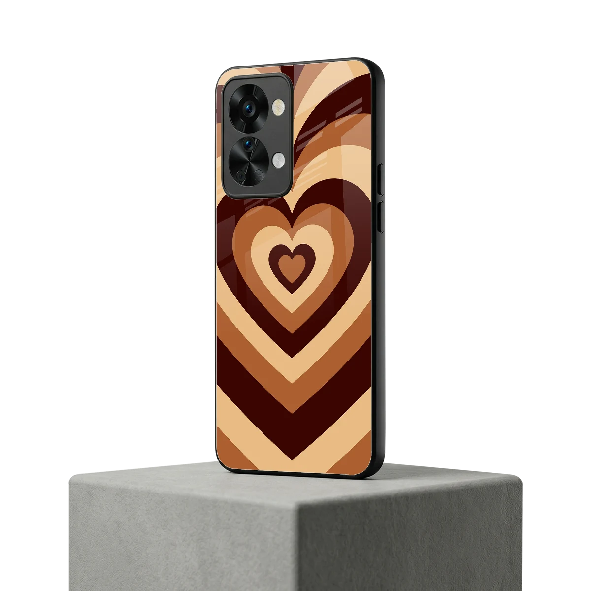 Y2K Brown Hearts oneplus nord 2t mobile cover | shockproof glass phone case