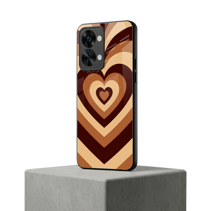 Y2K Brown Hearts oneplus nord 2t mobile cover | shockproof glass phone case