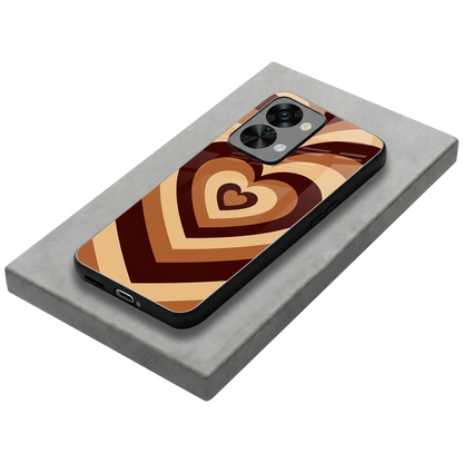 Y2K Brown Hearts stylish phone case for oneplus nord 2t | glossy glass and slim fit