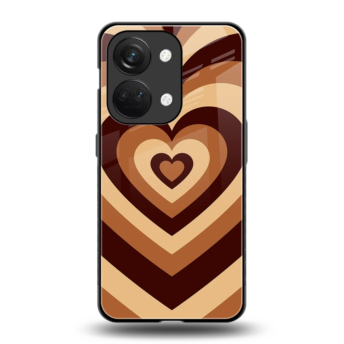 Y2K Brown Hearts back phone cover | glass case for oneplus nord 3