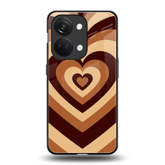 Y2K Brown Hearts back phone cover | glass case for oneplus nord 3