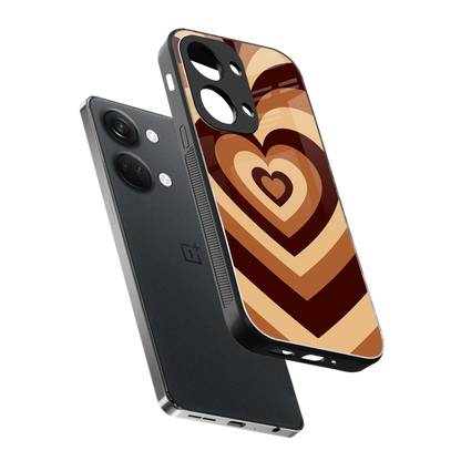 Y2K Brown Hearts sleek oneplus nord 3 cover with tempered glass back and TPU edges