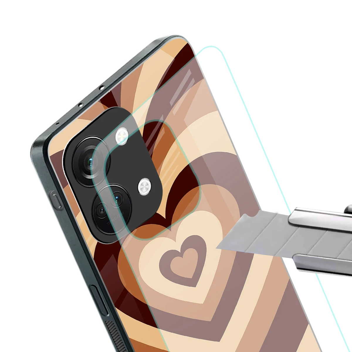 Y2K Brown Hearts stylish phone case for oneplus nord 3 | glossy glass and slim fit