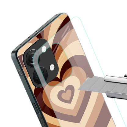 Y2K Brown Hearts stylish phone case for oneplus nord 3 | glossy glass and slim fit