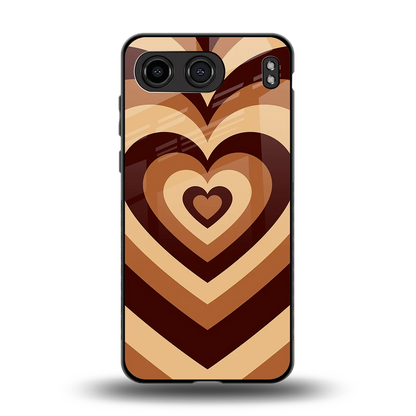 Y2K Brown Hearts back phone cover | glass case for oneplus nord 4