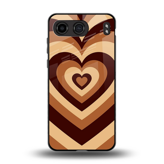 Y2K Brown Hearts back phone cover | glass case for oneplus nord 4