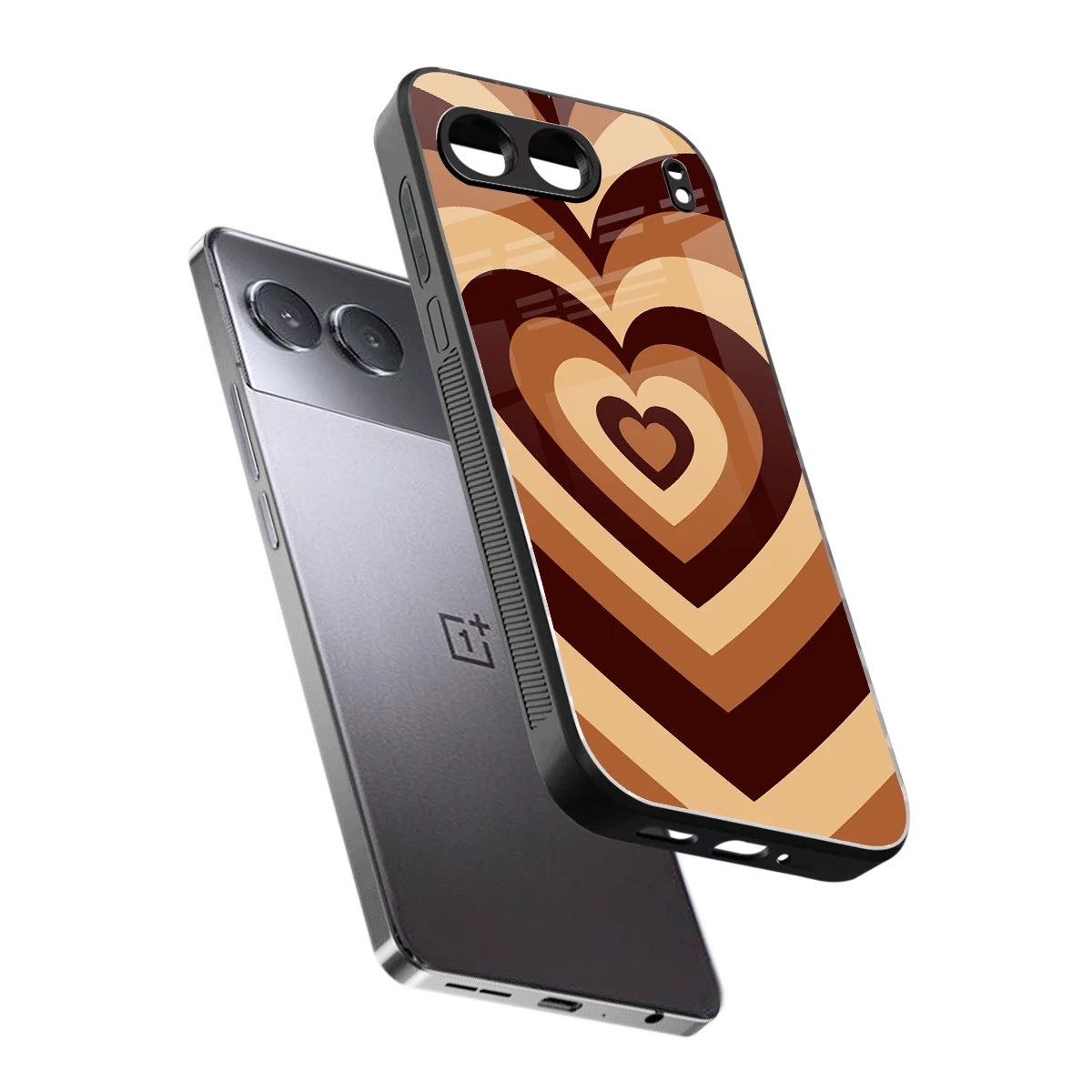 Y2K Brown Hearts sleek oneplus nord 4 cover with tempered glass back and TPU edges