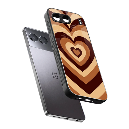 Y2K Brown Hearts sleek oneplus nord 4 cover with tempered glass back and TPU edges