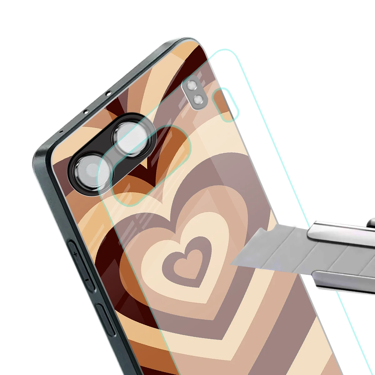 Y2K Brown Hearts stylish phone case for oneplus nord 4 | glossy glass and slim fit