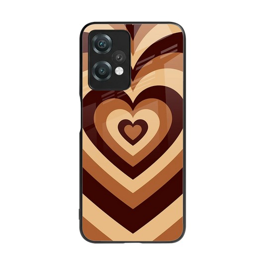 Y2K Brown Hearts back phone cover | glass case for oneplus nord ce 2 lite