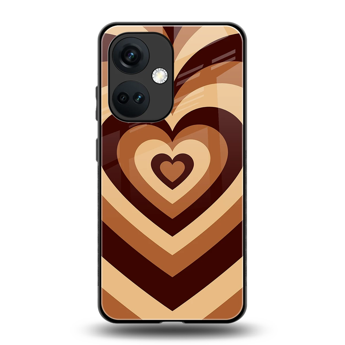 Y2K Brown Hearts back phone cover | glass case for oneplus nord ce 3