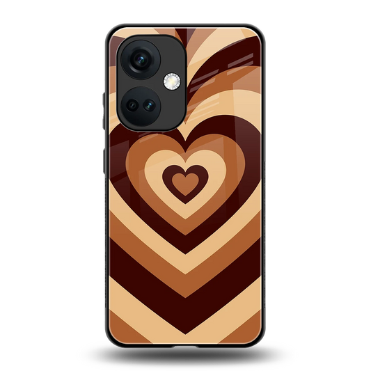 Y2K Brown Hearts back phone cover | glass case for oneplus nord ce 3