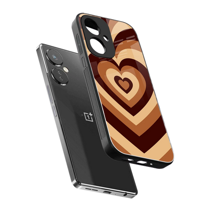 Y2K Brown Hearts sleek oneplus nord ce 3 cover with tempered glass back and TPU edges
