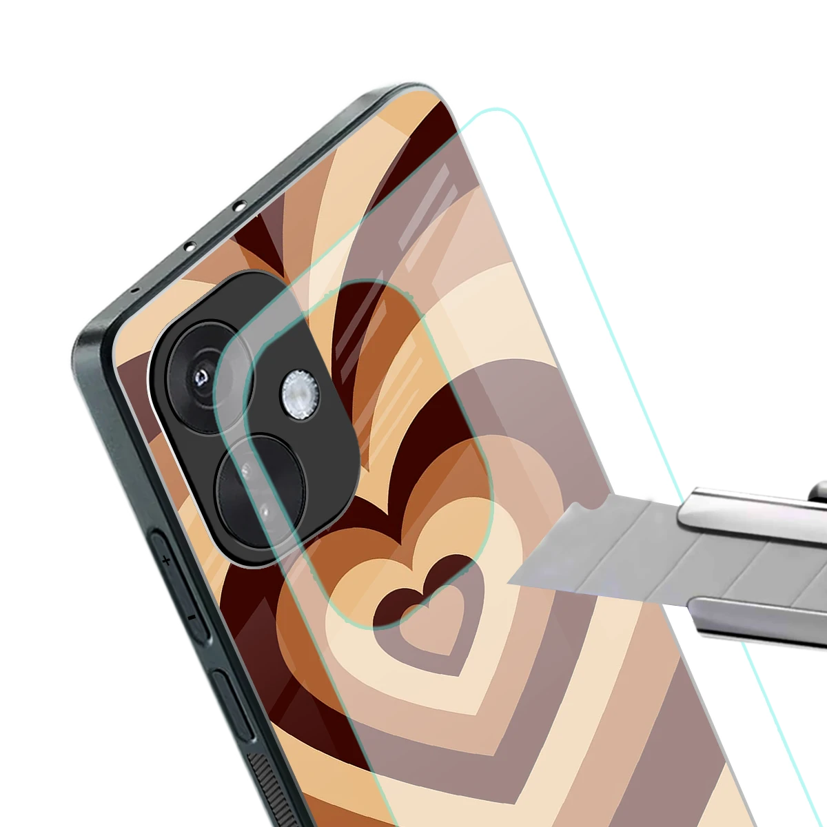 Y2K Brown Hearts stylish phone case for oneplus nord ce 3 | glossy glass and slim fit